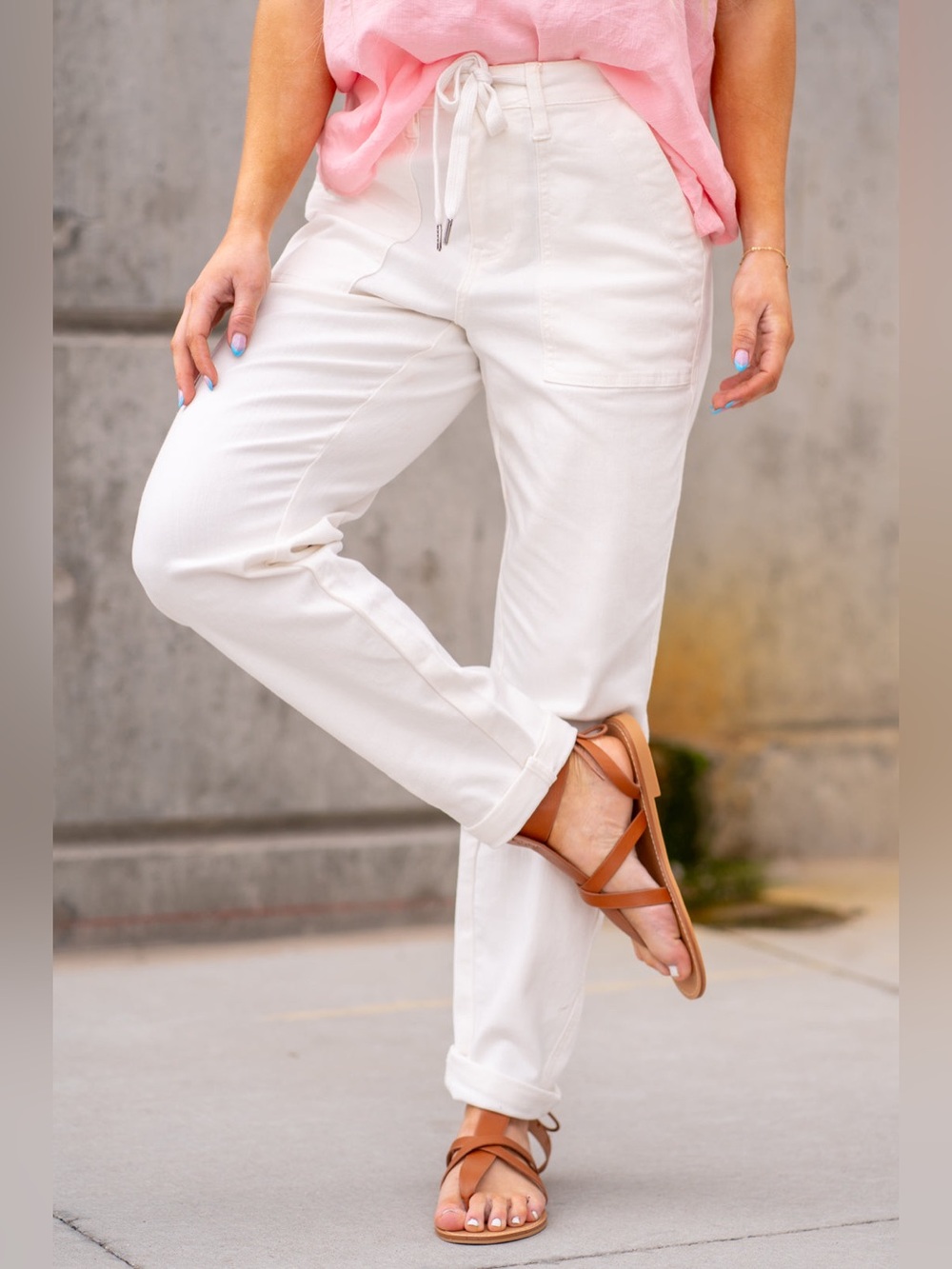 NWT Judy Blue Heather Jogger Jeans Ecru High Rise Cuffed Size 22W